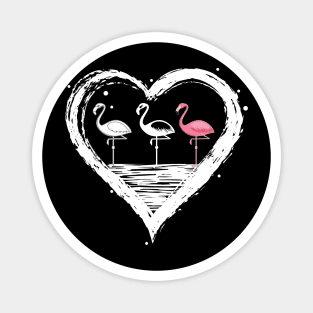 Three Flamingoes Heart Costume Gift Magnet